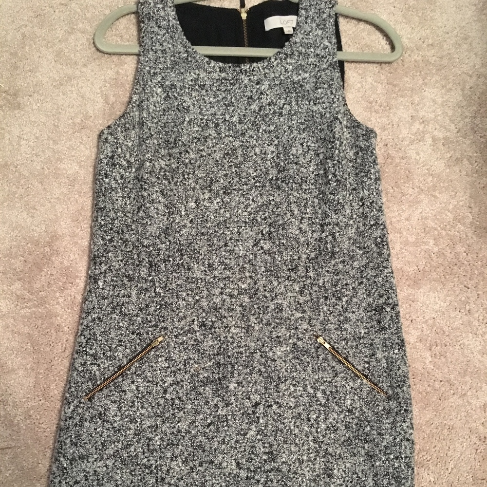 LOFT Wool Shift Dress with Zippers